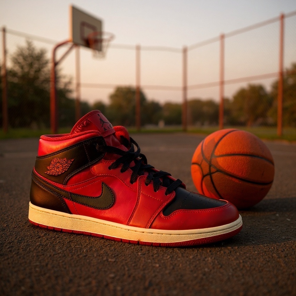Air Jordan 1 Mid Shoes "Reverse Bred" Gym Red Black White 554724-660 Men's 12